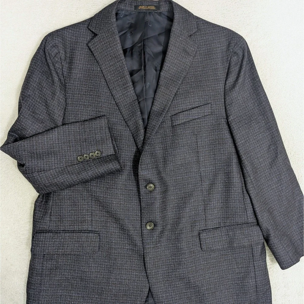 Jos A Bank Reserve Sport Coat Men's Blue Tattersall Lanificio F.lli Cerruti 46R